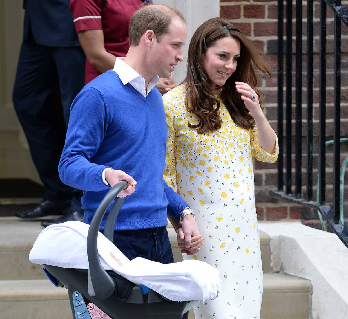Prince William, Kate Middleton, holding hands, baby Princess Charlotte
