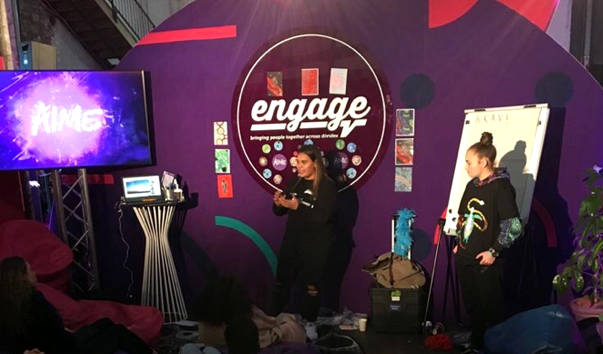 Sherice at DIGI Engage talking to young social changemakers about AIME and how the program works.
