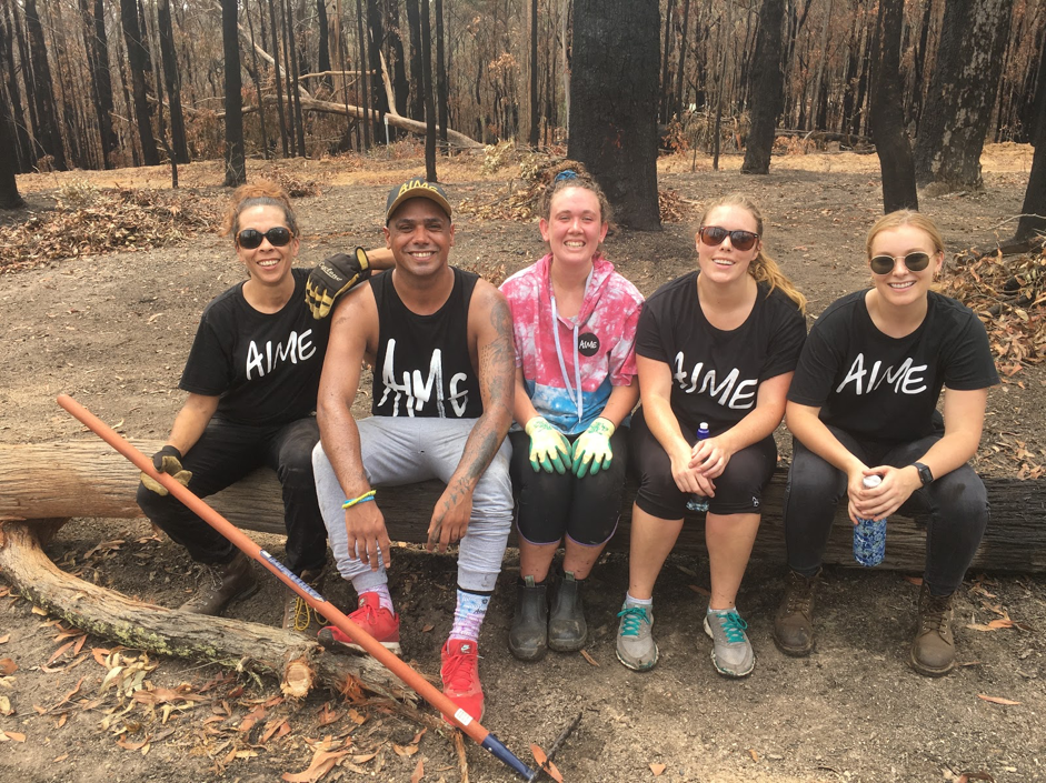 16 January 2020 - Batemans Bay NSW - AIME Program Manager Vikki Parsley stops for a breather with a team of AIME volunteers
