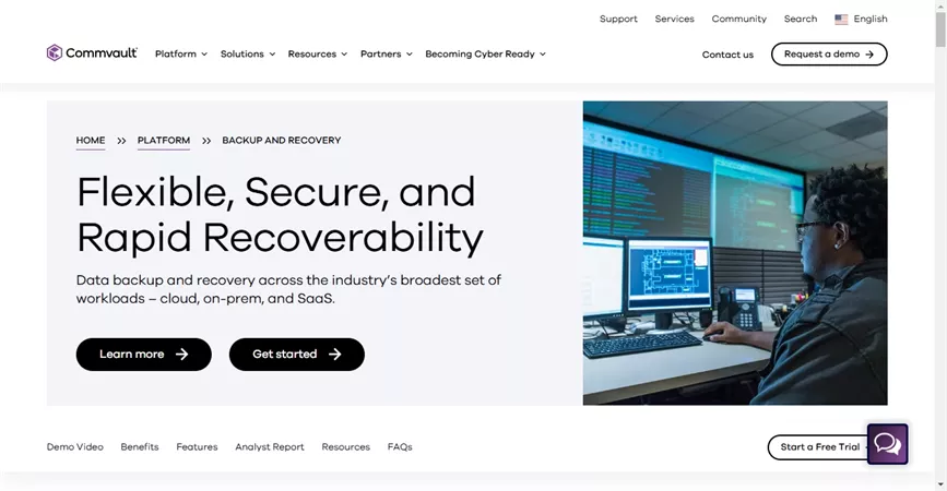 commvault website screenshot