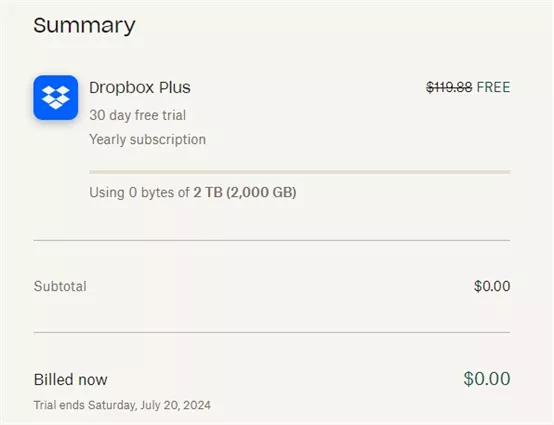 dropbox pricing plan