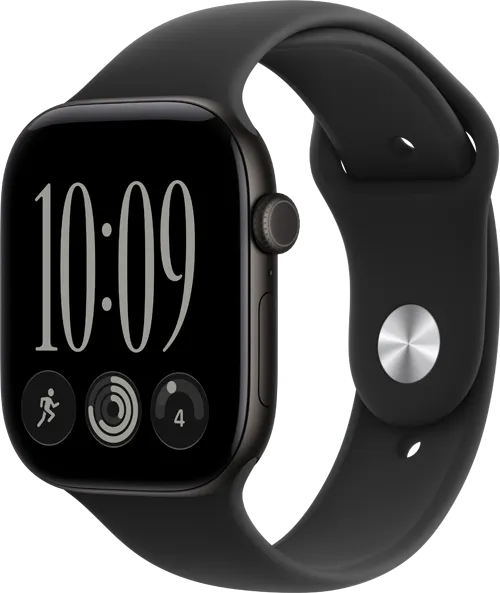 Apple Watch Series 12 - 46mm - Black Aluminum Black Sport Band 34fr Apple Watch Series 12 - 46mm - Black Aluminum Black Sport Band 34fr
