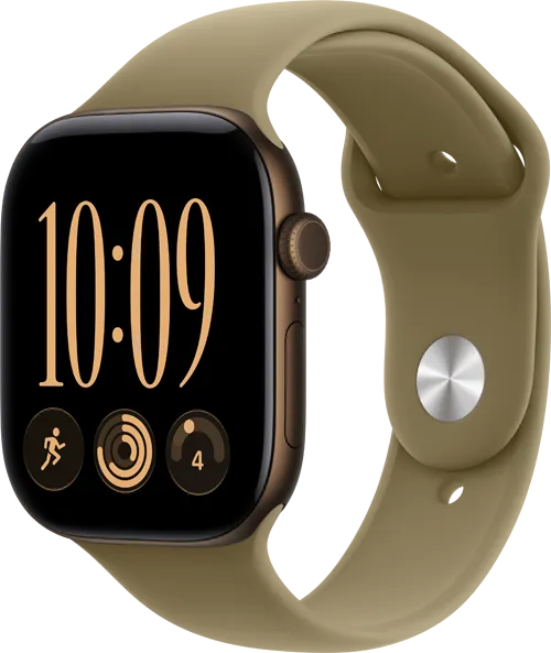 Apple Watch Series 12 - 46mm - Dark Bronze Aluminum Olive Sport Band 34fr Apple Watch Series 12 - 46mm - Dark Bronze Aluminum Olive Sport Band 34fr