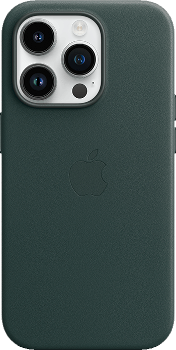 iPhone 14 Pro Silver Forest Green Leather Case with MagSafe 1