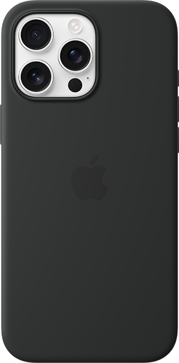 iPhone 16 Pro Max White Titanium Black Silicone Case with MagSafe Pure Back Screen USEN