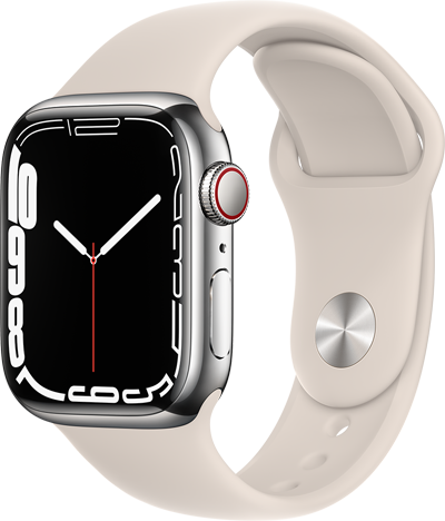Bilde av Apple Watch Series 7 Rustfritt stål med Sport Band