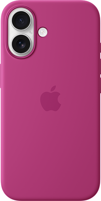 iPhone 16 White Fuchsia Silicone Case with MagSafe Pure Back Screen USEN