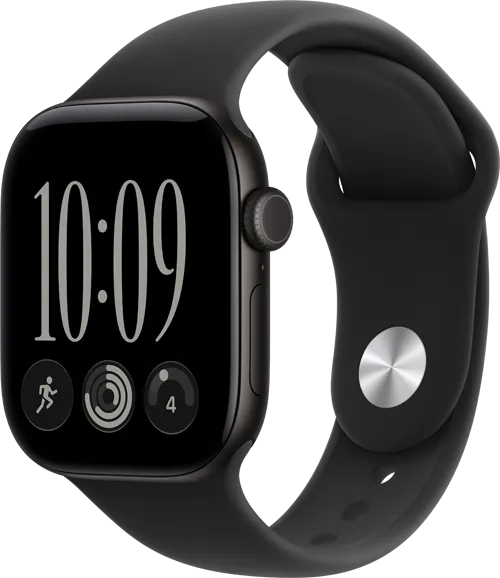 Apple Watch Series 12 - 42mm - Black Aluminum Black Sport Band 34fr Apple Watch Series 12 - 42mm - Black Aluminum Black Sport Band 34fr