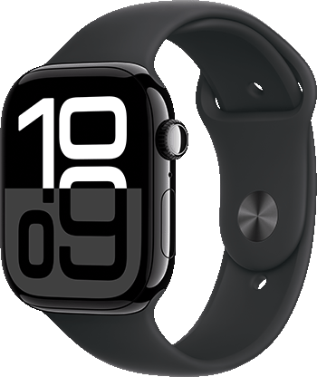 Apple Watch Series 10 Cellular 46mm Jet Black Aluminum Black Sport Band 1