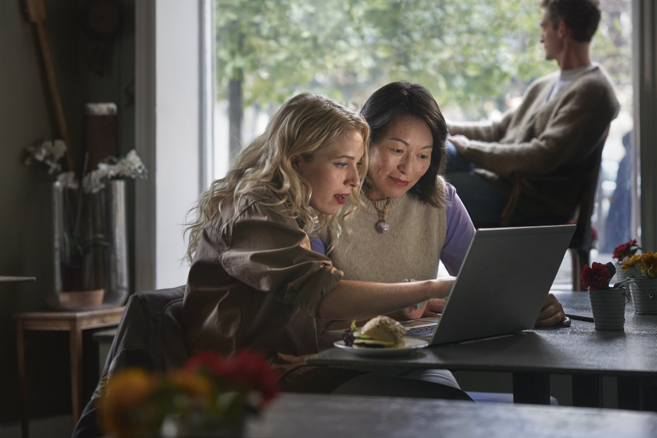 Two ladies on a laptop