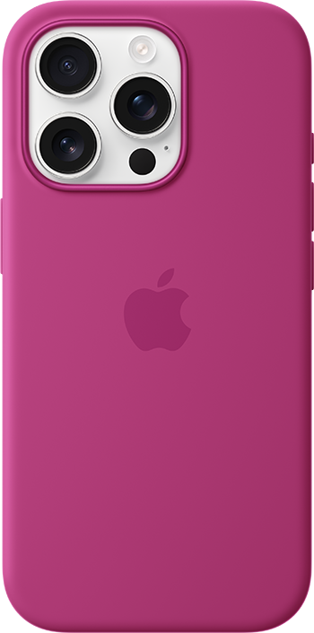 iPhone 16 Pro White Titanium Fuchsia Silicone Case with MagSafe Pure Back Screen USEN