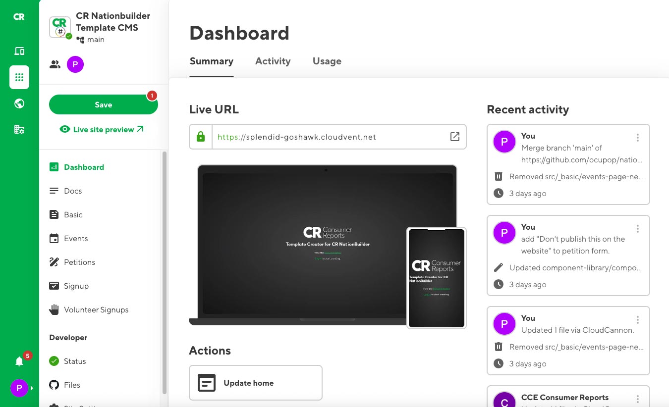 Custom CMS for NationBuilder Pages