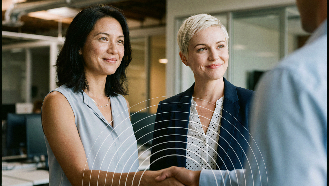 Woman shaking business associate's hand