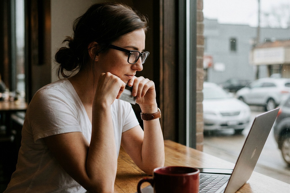 Woman making an online transaction