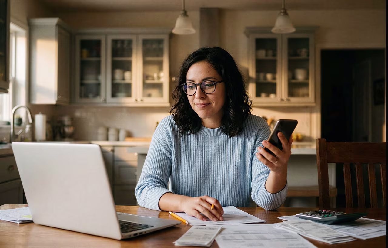 Woman sending money online