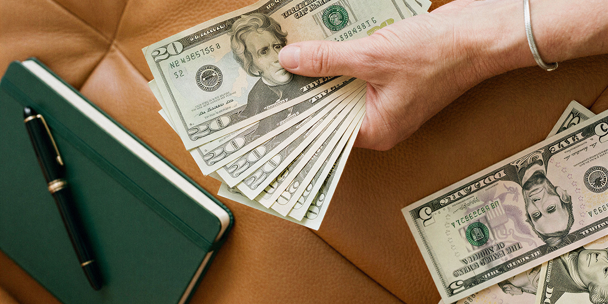 Person handling money
