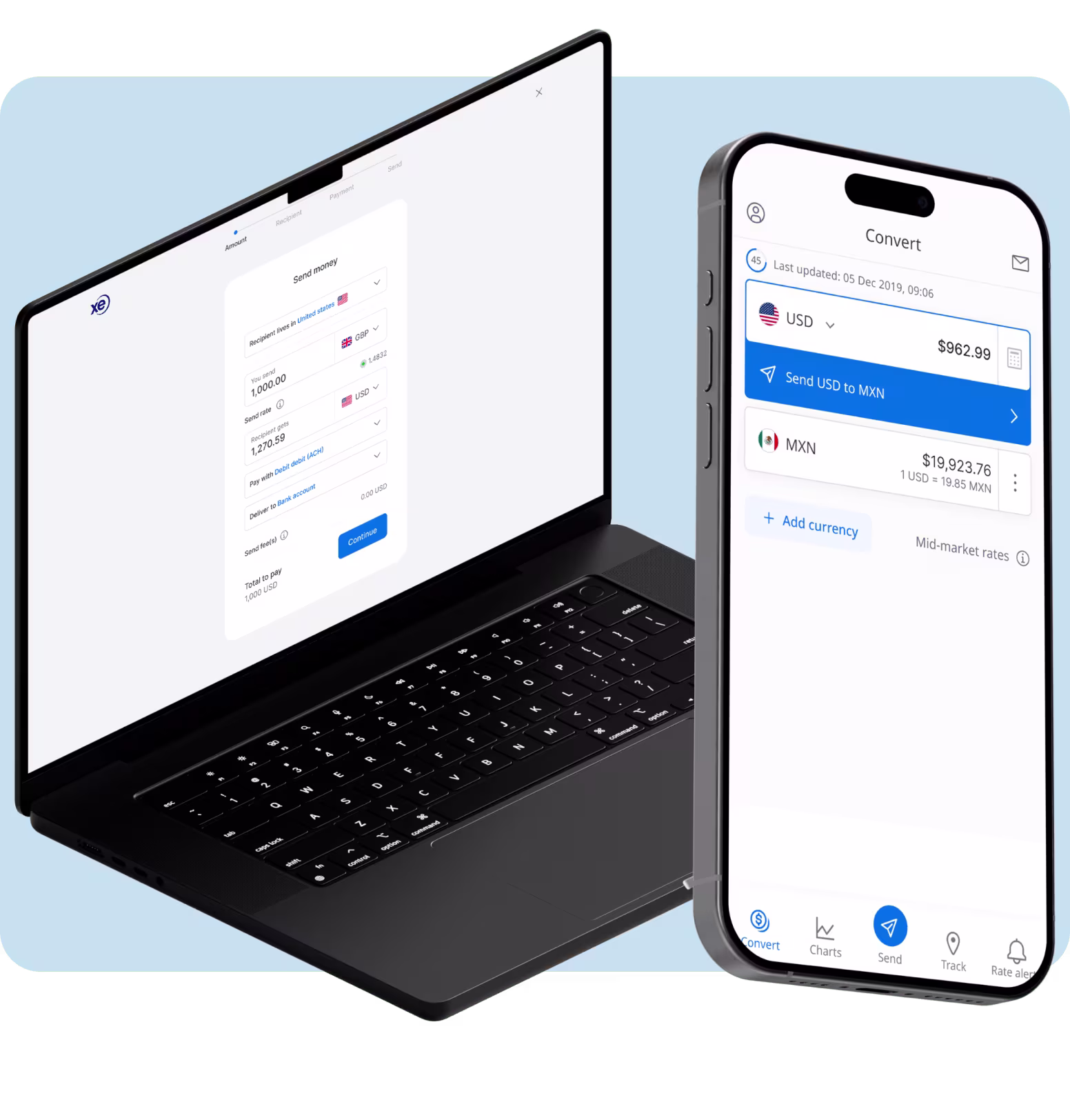 Easily send money abroad with Xe.