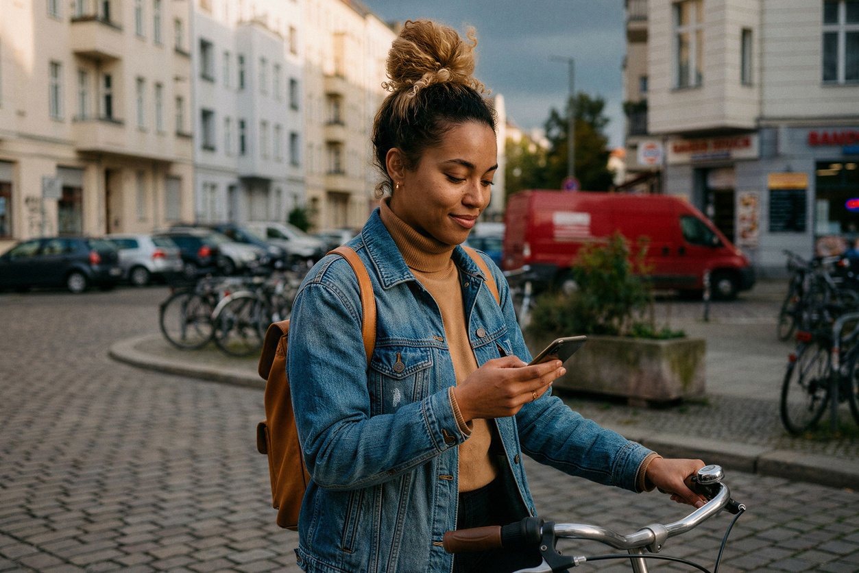 Young woman looking at her mobile phone