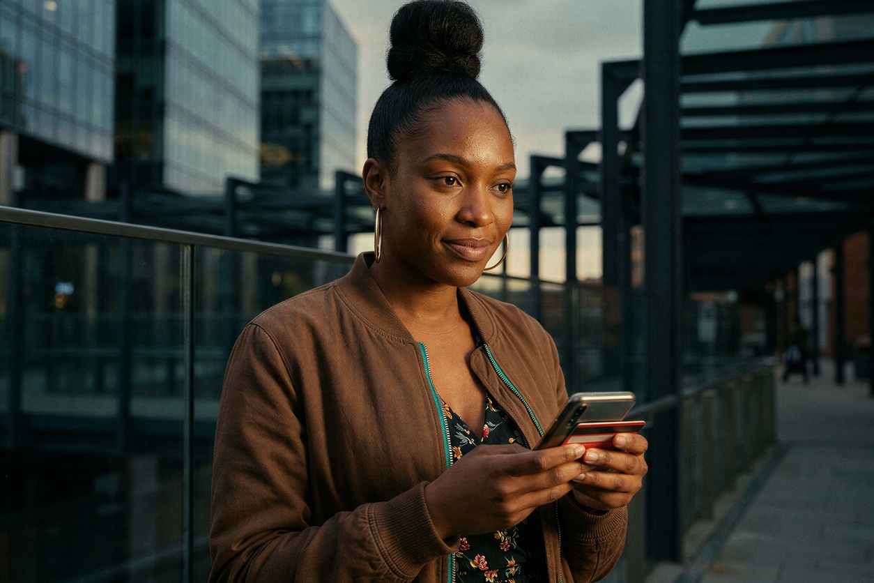 Young woman in Auckland, New Zealand using her credit card