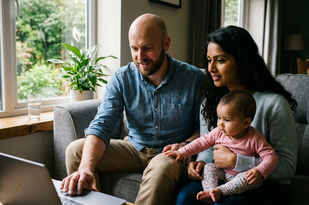 Indian family using a computer