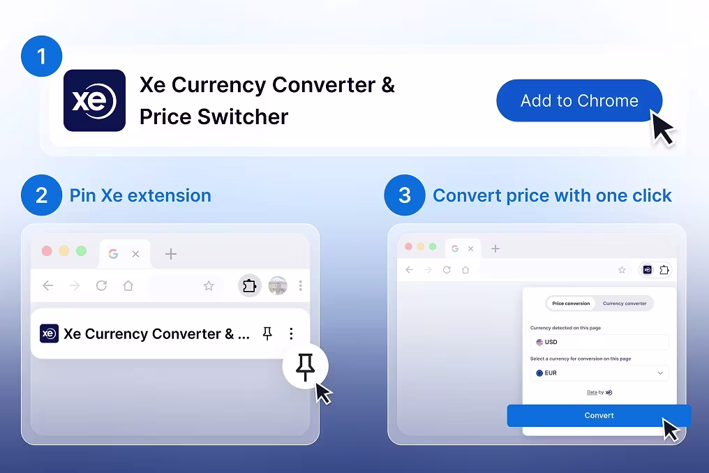 Xe currency converter and price switcher