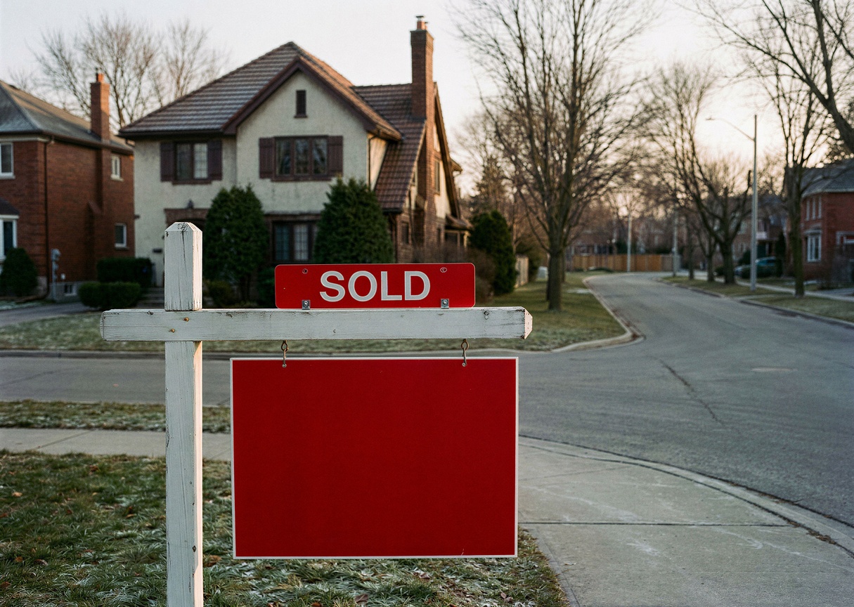 Residential property in Chicago, Illinois (United States) with "SOLD" sign