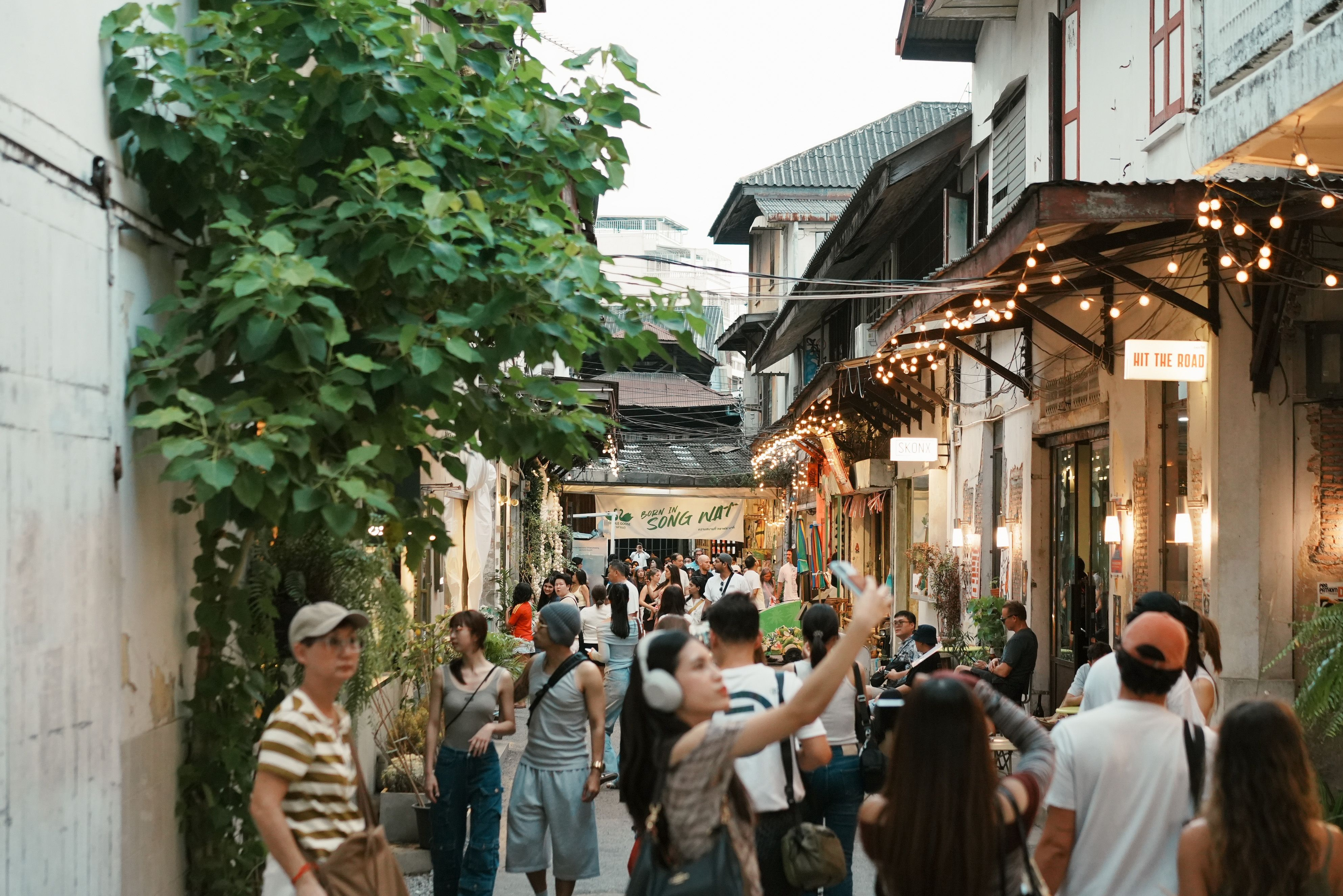 International student walking with backpack