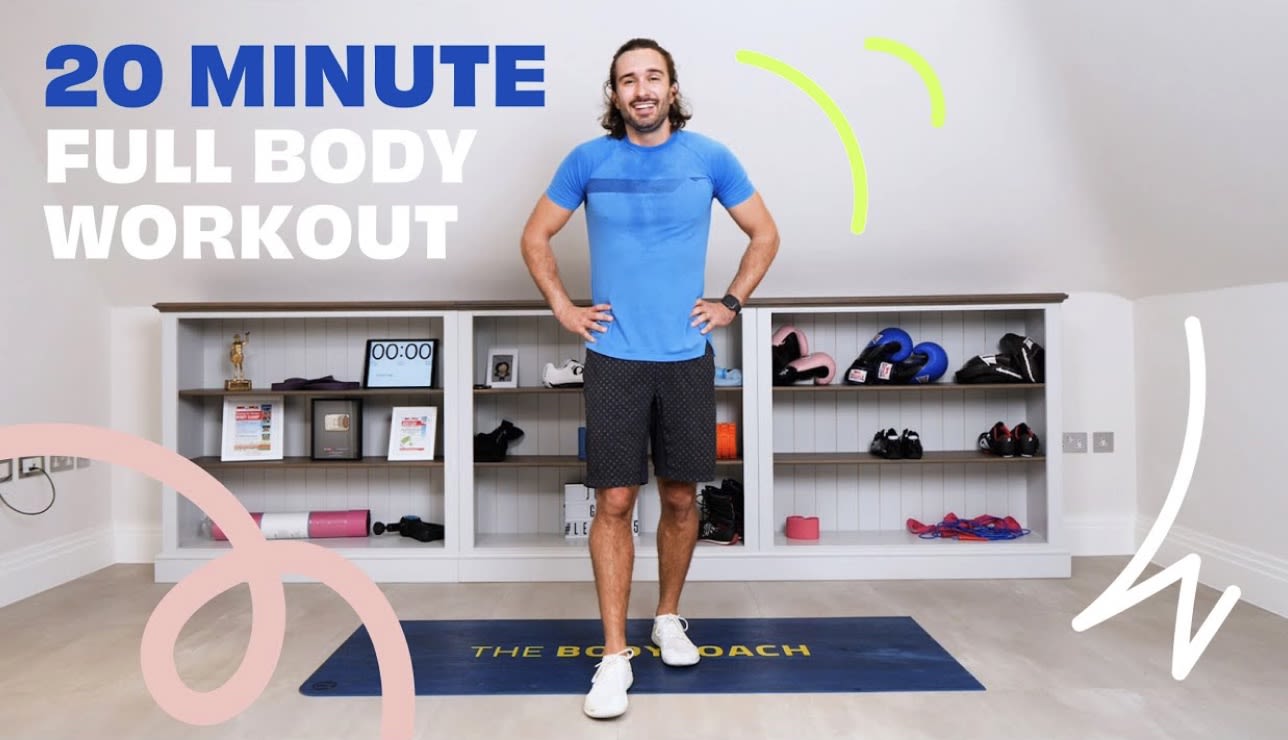 The cover image for Joe Wicks' "20 minute full body workout" on YouTube