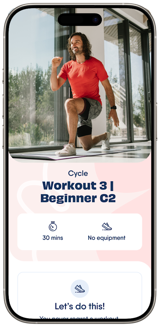 Screenshot of the workout functionality in The Body Coach App