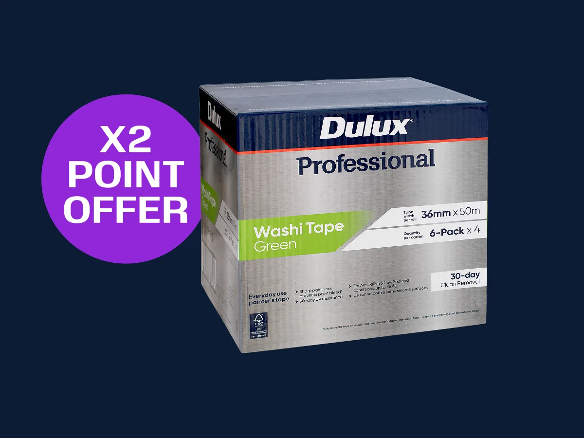 Box of Dulux Professional Green Washi Tape with bonus double Rewards points badge