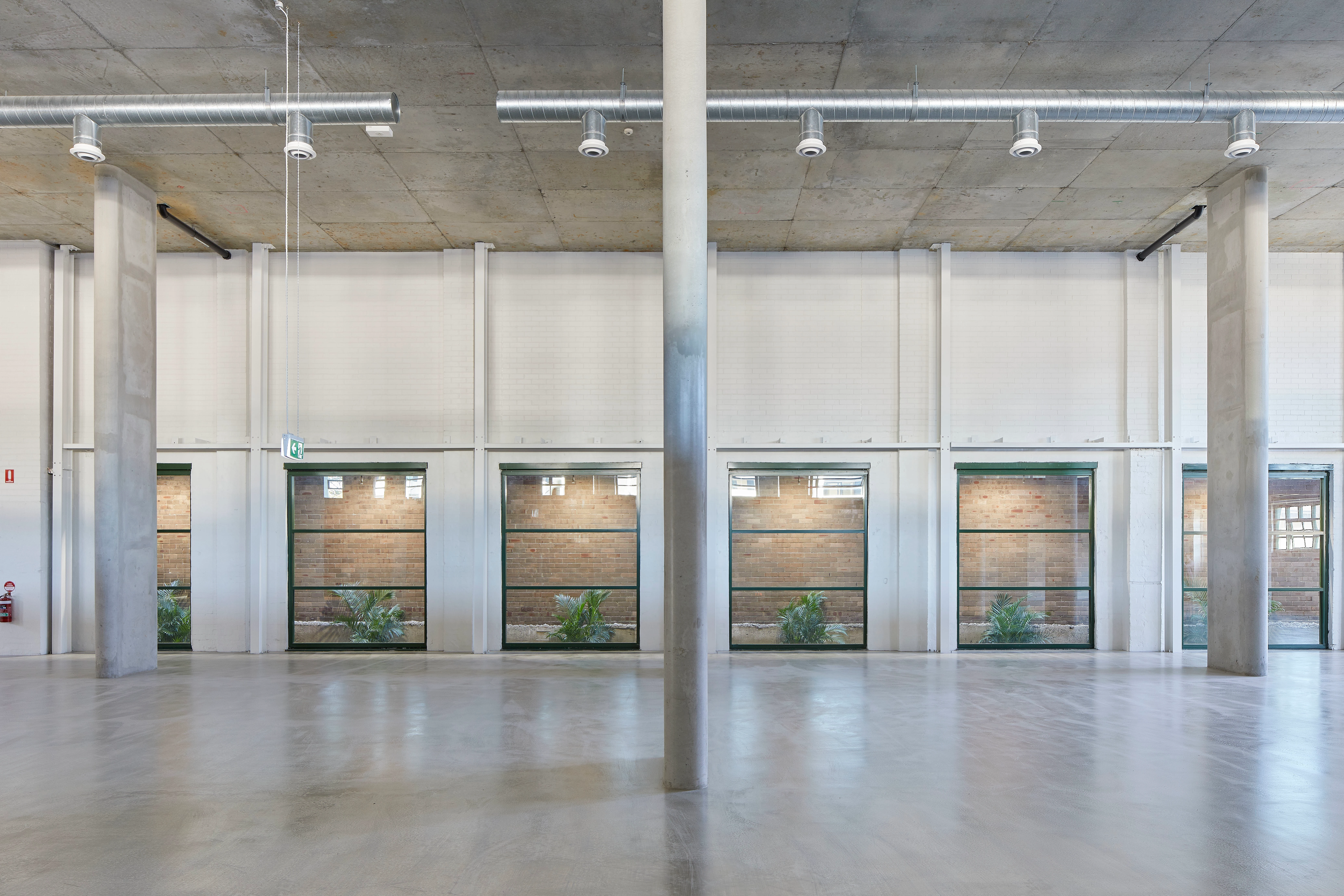 Interior of large building with polished concrete floors