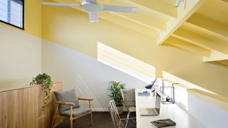 Yellow and white home office