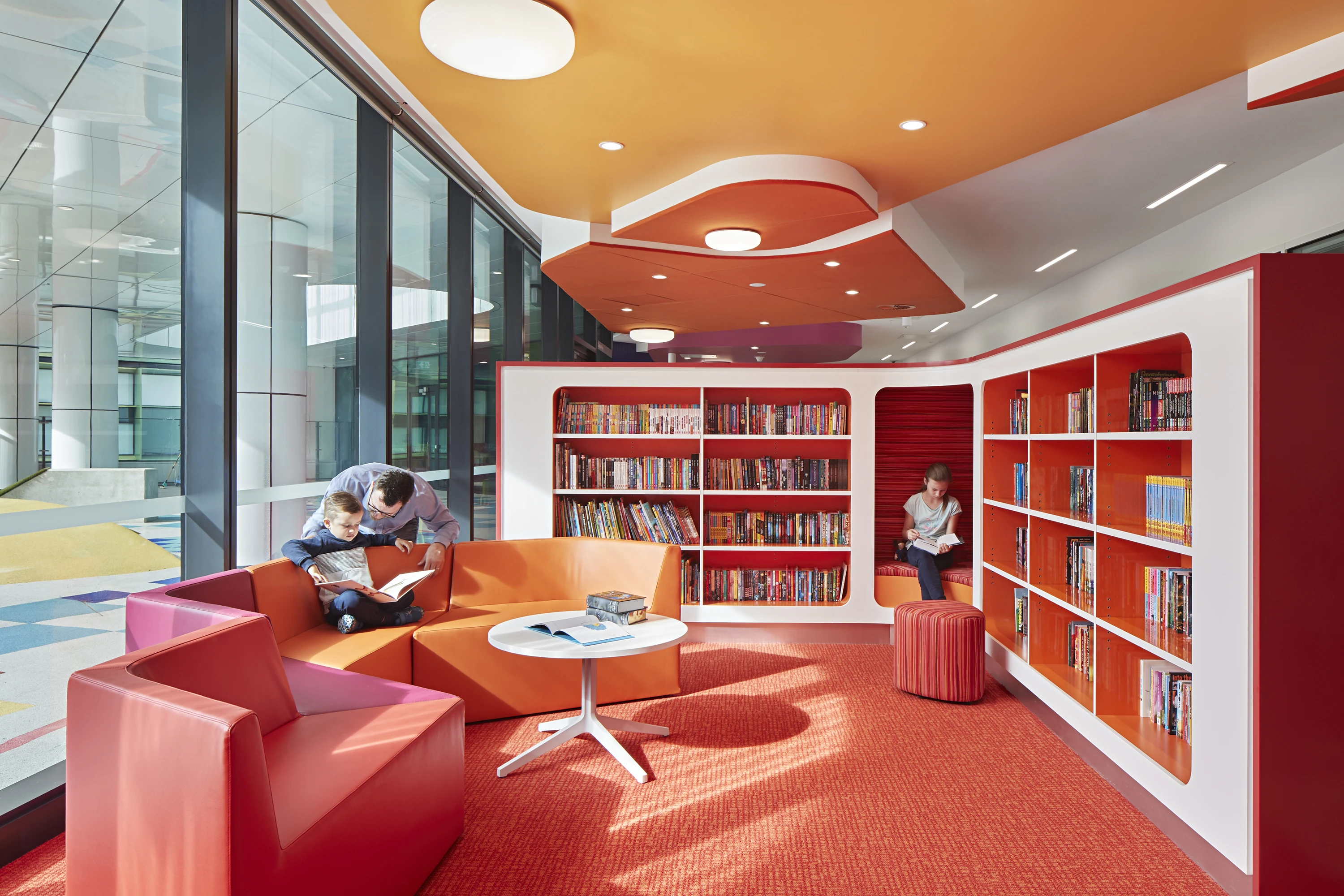 Orange-red library 