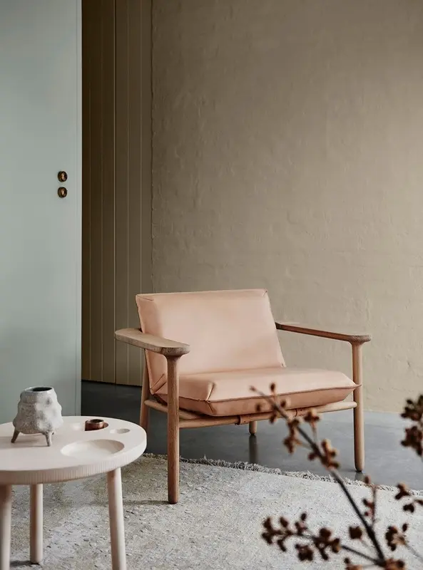 interior pink chair with warm tones.