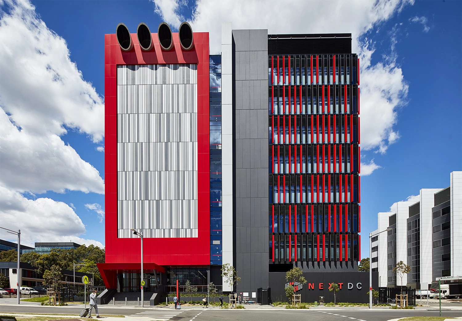Red and grey multi-storey building