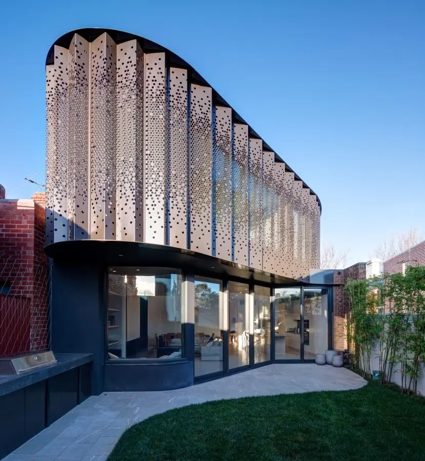 Pleated metal exterior of house