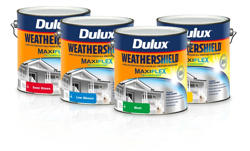 Cans of Dulux Weathershield paint