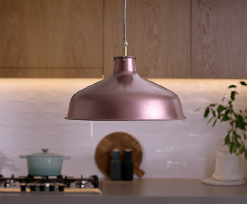 duramax copper rose pendant lamp shade in kitchen