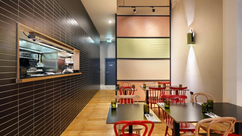 Restaurant with coloured panels