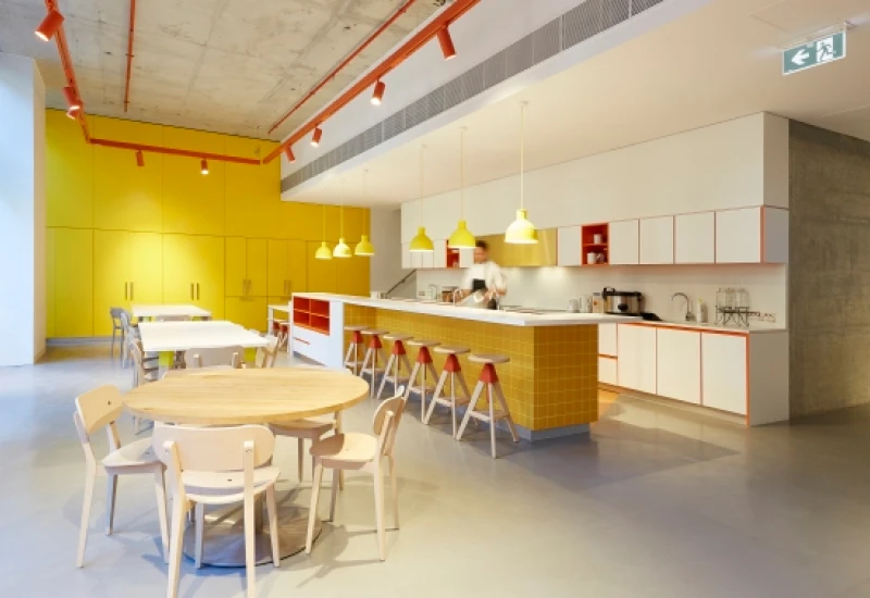 Yellow and white kitchen 