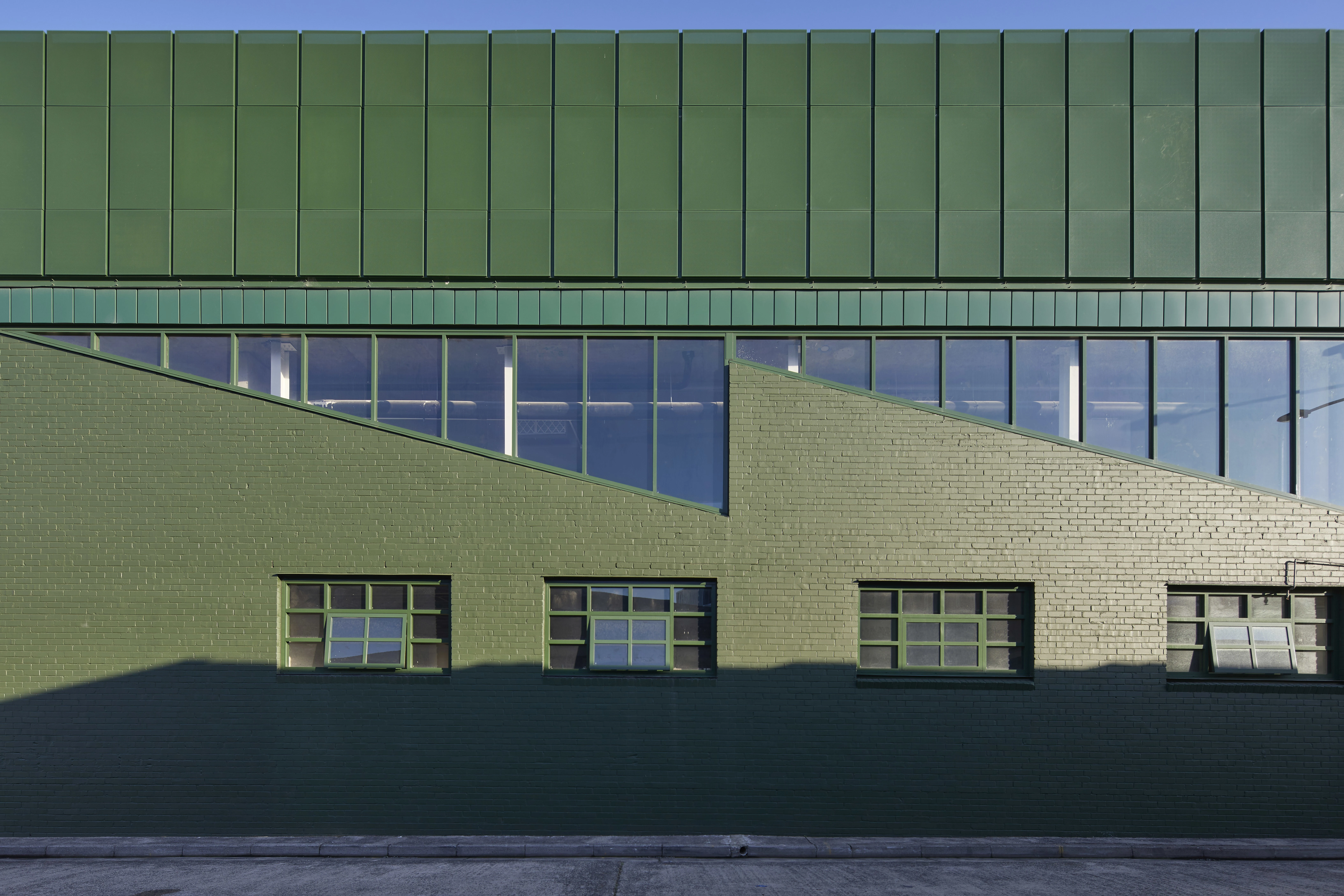 Green industrial building exterior