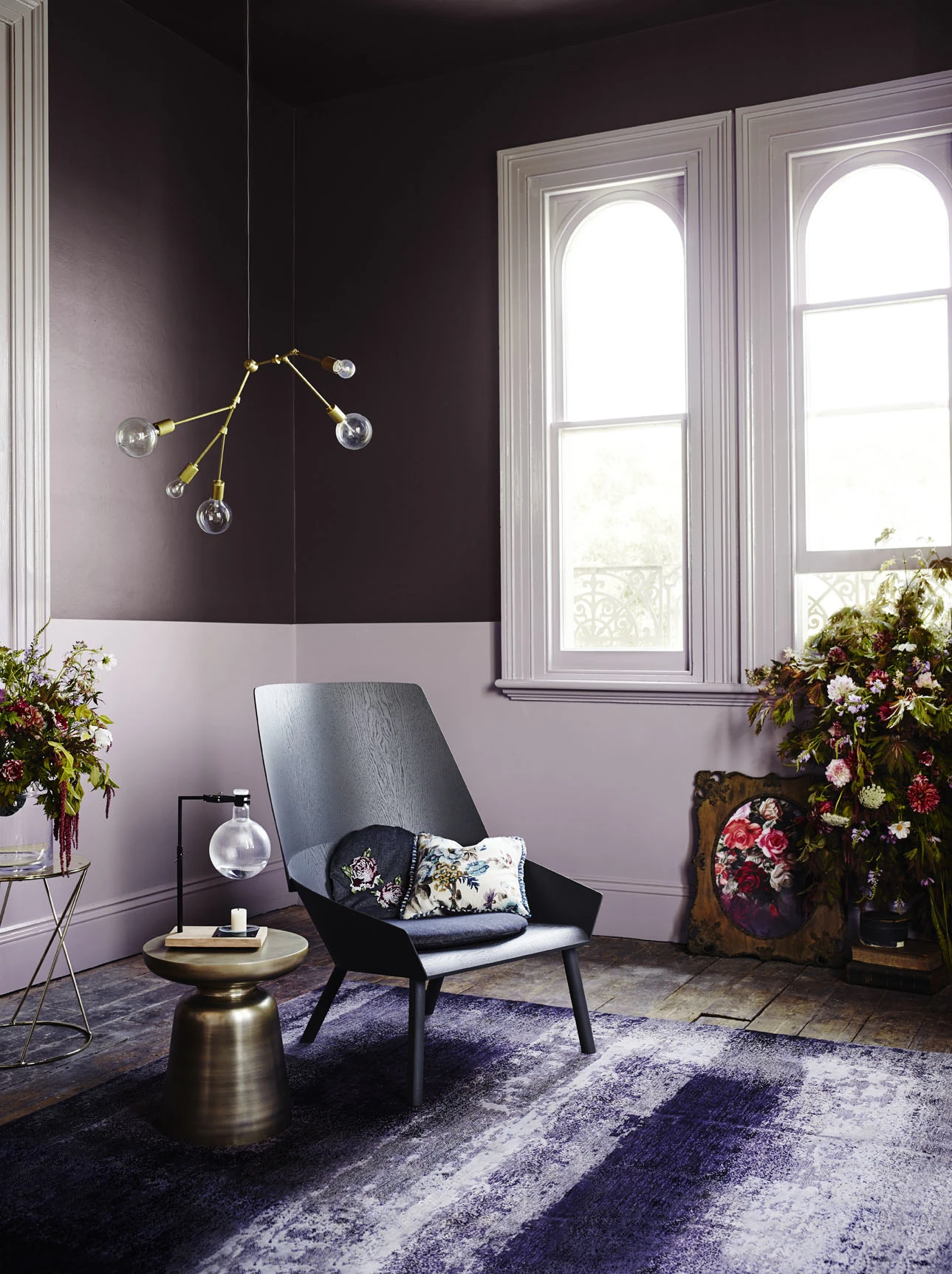 Dark Grey and Purple Living Room Colour Scheme