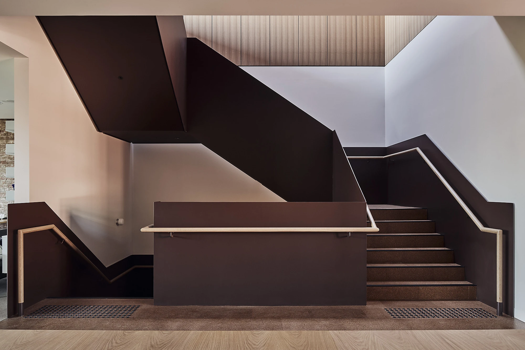 Brown angled staircase