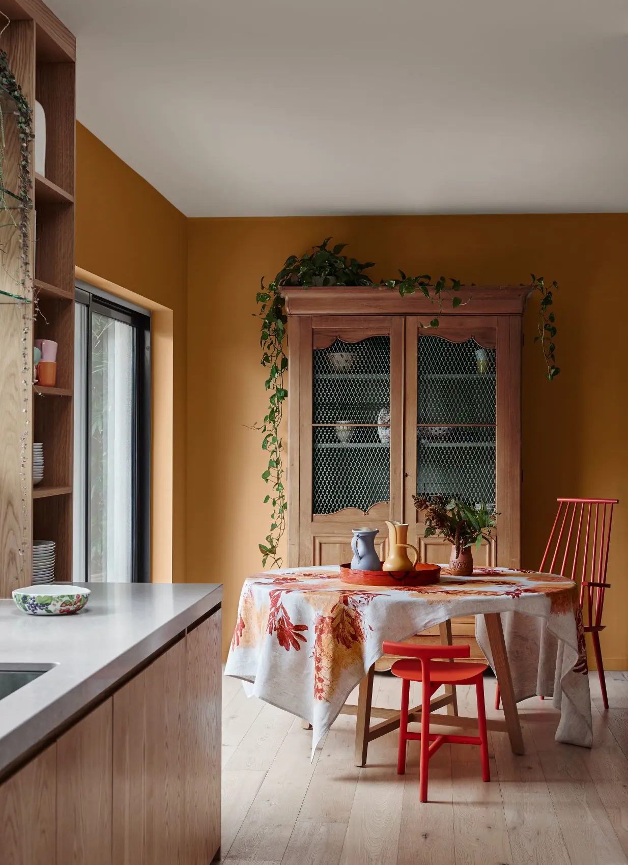 Rustic orange dining room