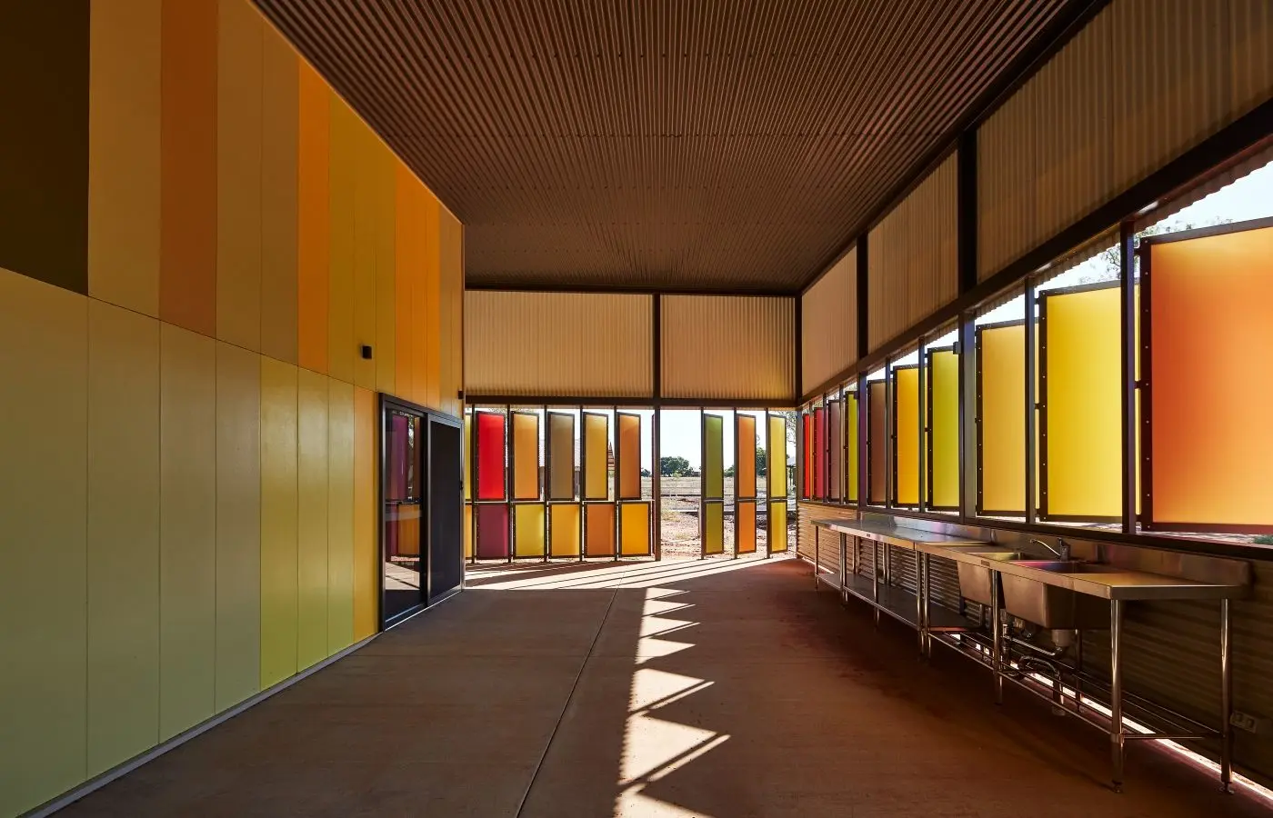 Multicoloured building, Fitzroy Crossing, outback Australia.