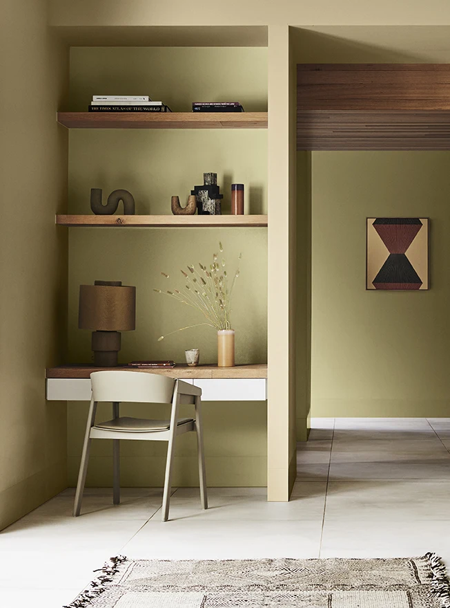 Study nook with green walls