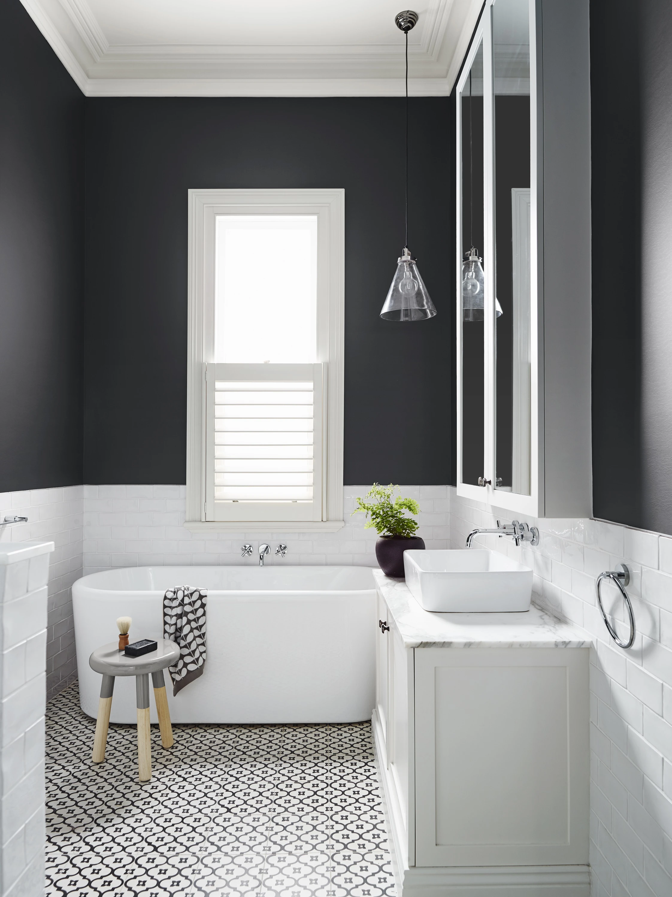 Bathroom with Dulux domino on the walls