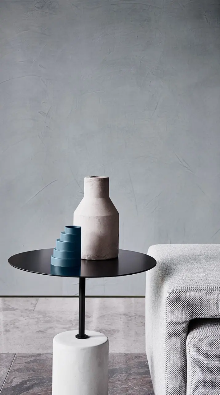 interior grey coffee table with pot.