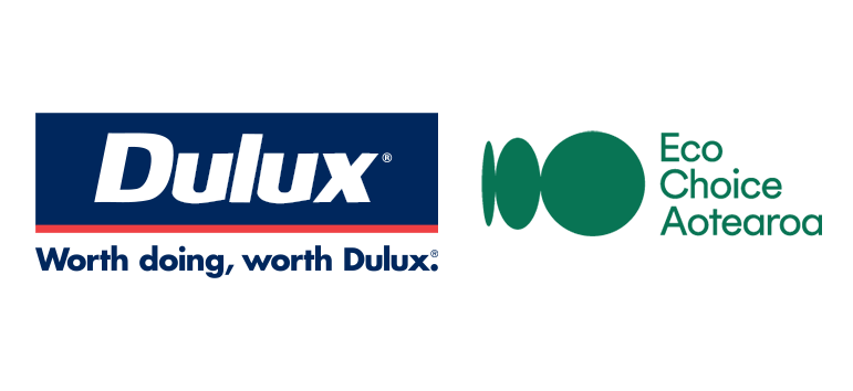 A Dulux logo next to a Eco Choice Aotearoa logo