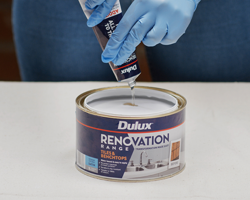 Can of Dulux Renovation Range tiles and benchtops gloss